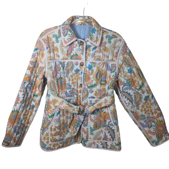 Derek Lam 10 Crosby NEW Pia Reversible Quilted Jacket Tangerine Multi XS - Picture 1 of 13